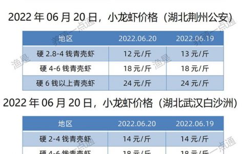 【渔是畅菌宝】2022.06.20，小龙虾价格（湖北、湖南、江苏、安徽、山东、广东）