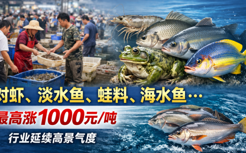 【水产料涨价】对虾、海水鱼、淡水鱼、蛙料…，最高涨1000元/吨，行业高景气度延续