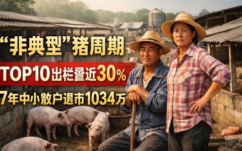【猪周期】“非典型”猪周期，TOP10出栏量近30%，7年中小散户退市1034万